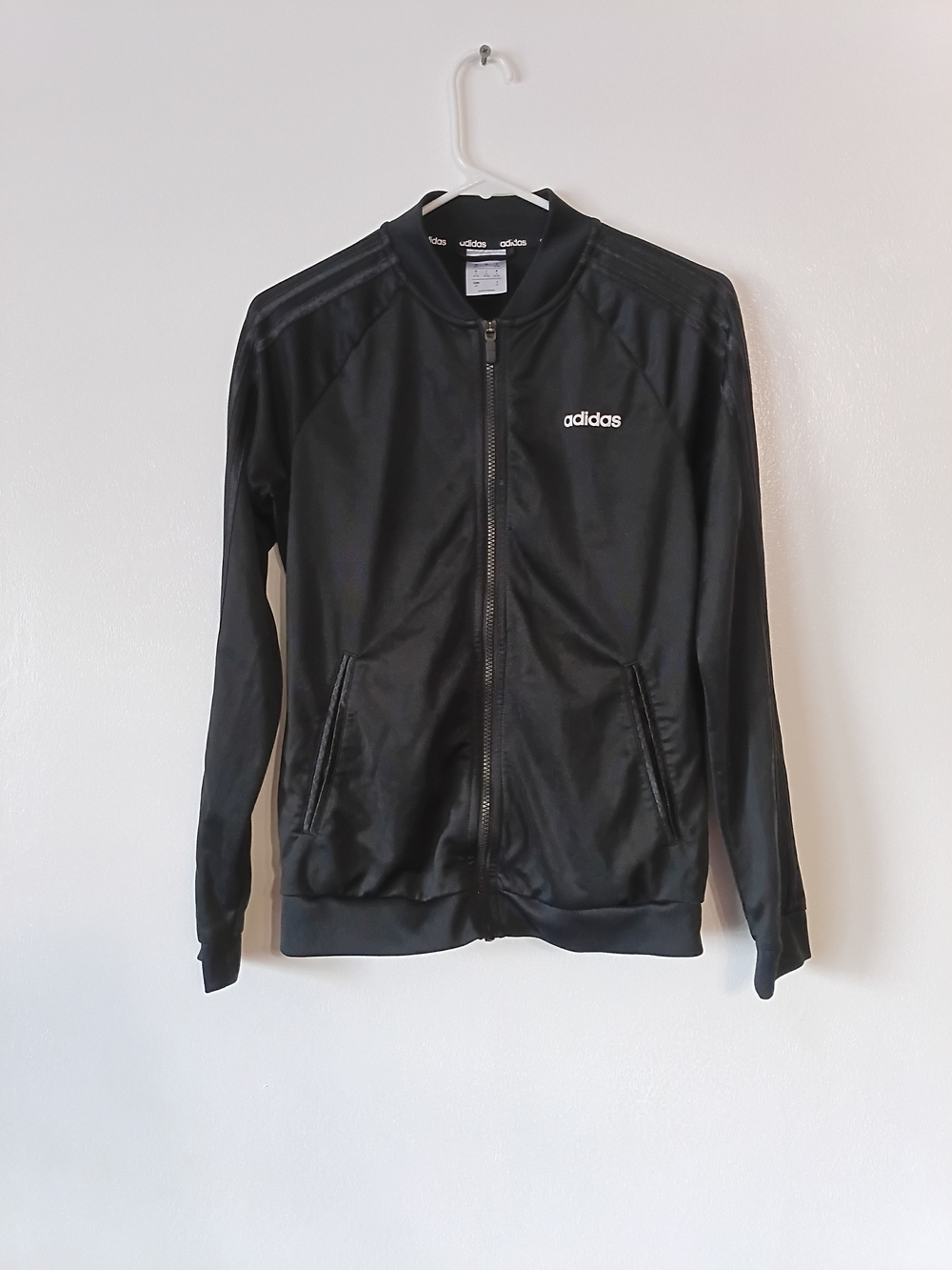 Adidas Essentials 3 Stripes Tricot Track Jacket Black Lines Mens Small
